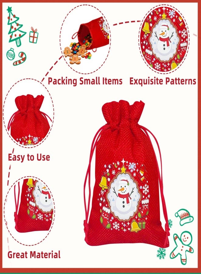 Yunaeduo Small Christmas Gift Bags - 24 Pcs Christmas Drawstring Gift Bags, 4in * 5.5in Bulk Burlap Holiday Treat Candy Goody Bags for Xmas Party Favor - Image 2